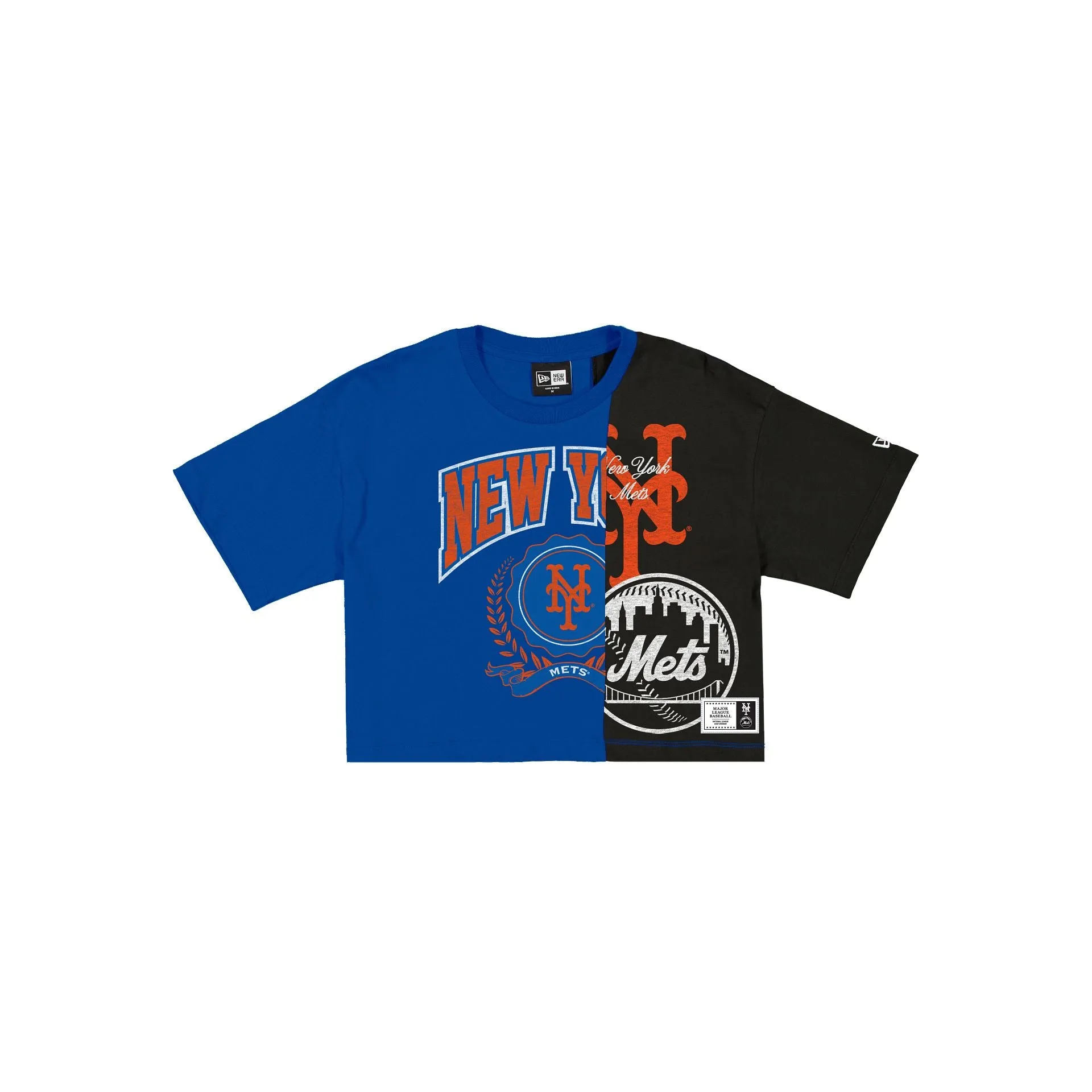 New York Mets Team Split Women's Cropped Short-Sleeve T-Shirt sold by New Era