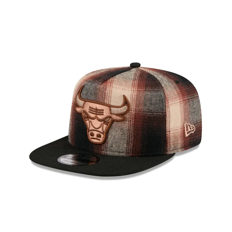 Chicago Bulls Grunge Plaid 9FIFTY A-Frame Adjustable Hat sold by New Era