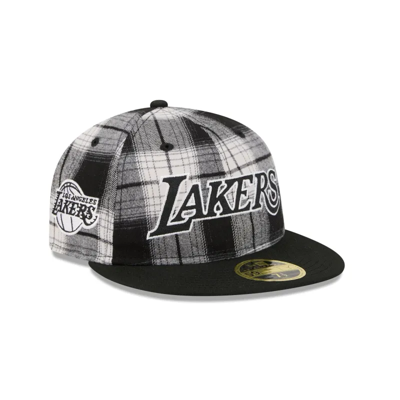 Los Angeles Lakers Grunge Plaid Retro Crown 59FIFTY Fitted Hat sold by New Era