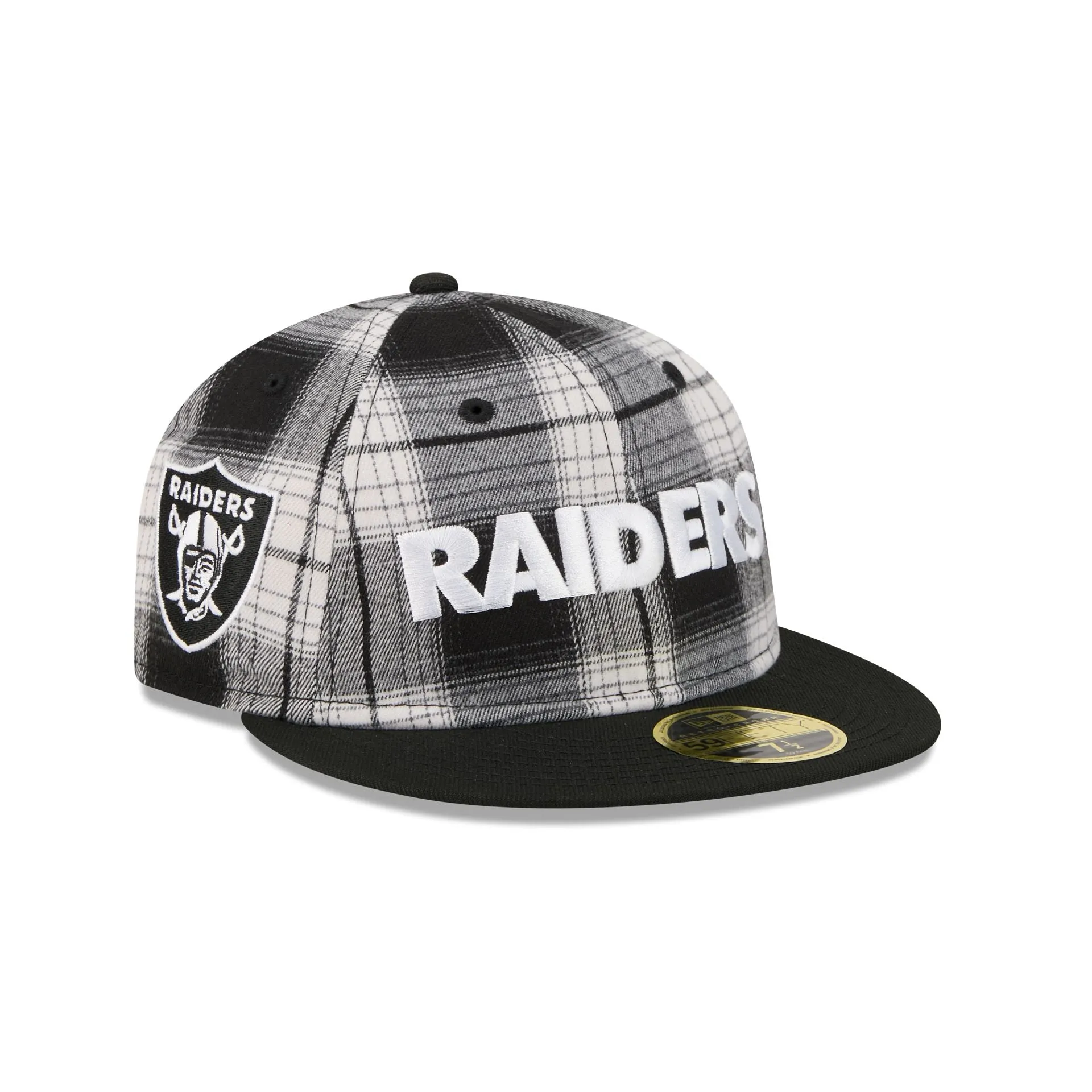 Las Vegas Raiders Grunge Plaid Retro Crown 59FIFTY Fitted Hat sold by New Era