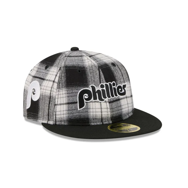 Philadelphia Phillies Grunge Plaid Retro Crown 59FIFTY Fitted Hat sold by New Era