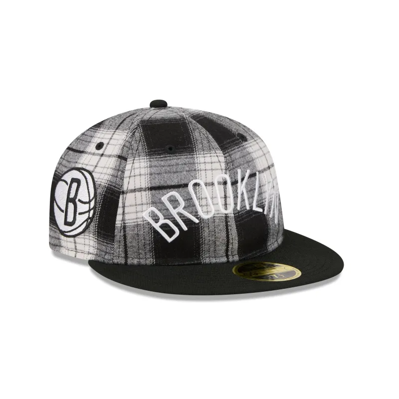 Brooklyn Nets Grunge Plaid Retro Crown 59FIFTY Fitted Hat sold by New Era