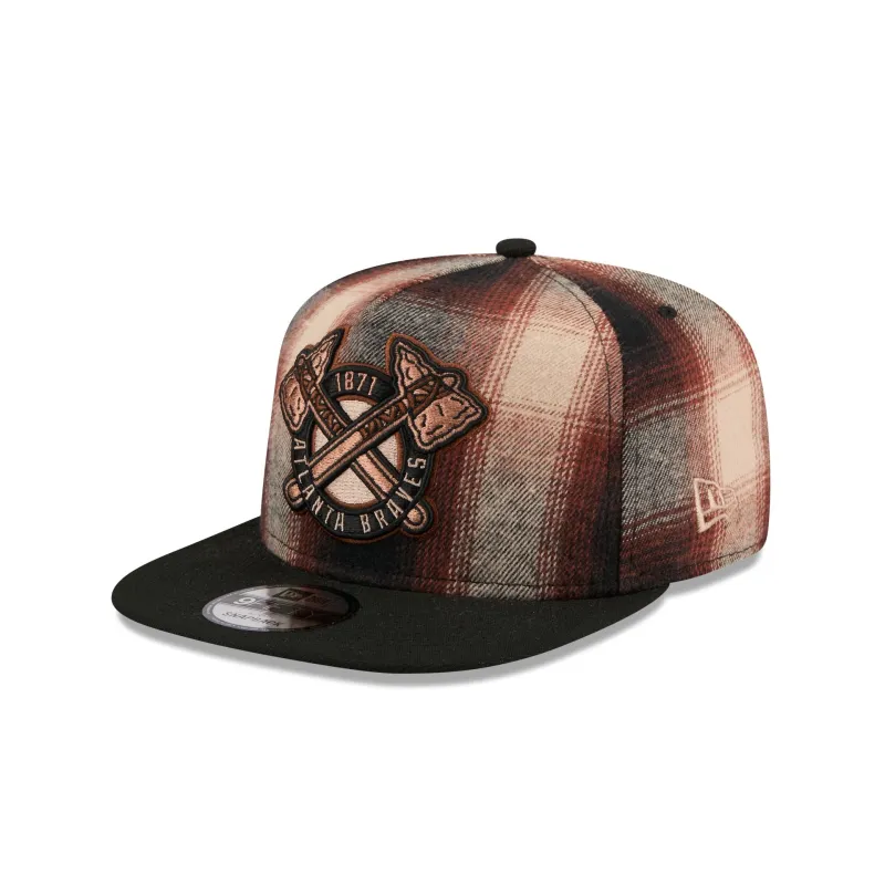 Atlanta Braves Grunge Plaid 9FIFTY A-Frame Adjustable Hat sold by New Era