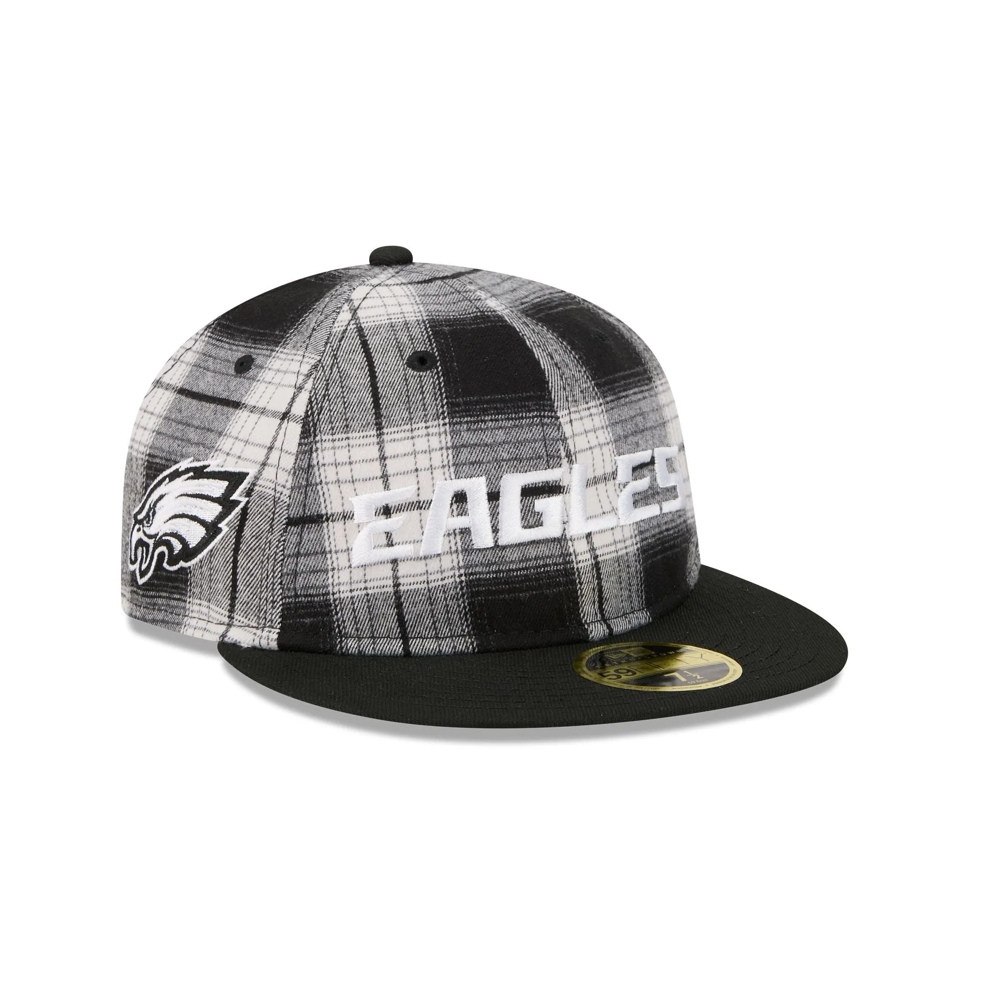 Philadelphia Eagles Grunge Plaid Retro Crown 59FIFTY Fitted Hat sold by New Era