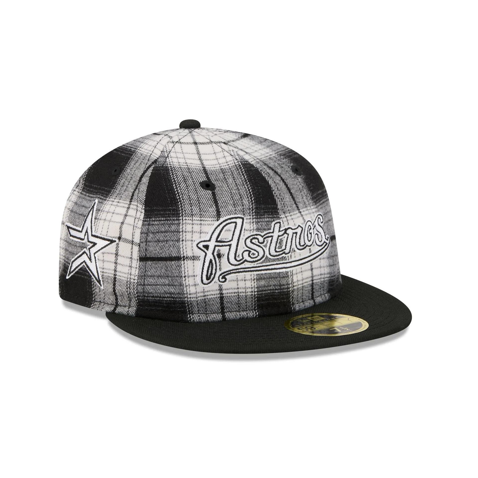 Houston Astros Grunge Plaid Retro Crown 59FIFTY Fitted Hat sold by New Era