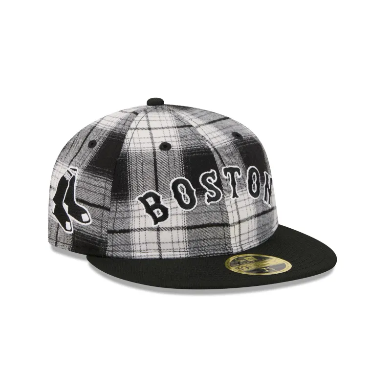Boston Red Sox Grunge Plaid Retro Crown 59FIFTY Fitted Hat sold by New Era