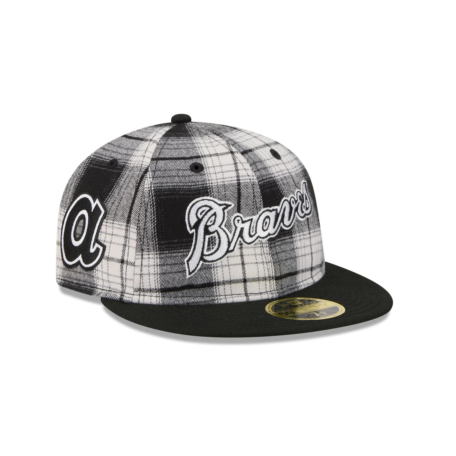 Atlanta Braves Grunge Plaid Retro Crown 59FIFTY Fitted Hat sold by New Era