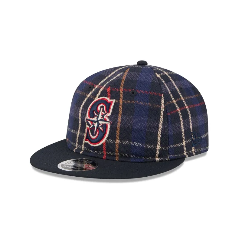 Seattle Mariners Grunge Plaid Retro Crown 9FIFTY Adjustable Hat sold by New Era
