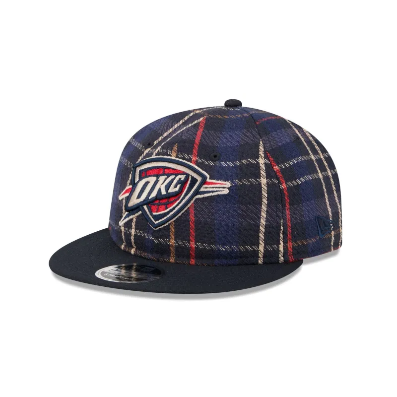 Oklahoma City Thunder Grunge Plaid Retro Crown 9FIFTY Adjustable Hat sold by New Era