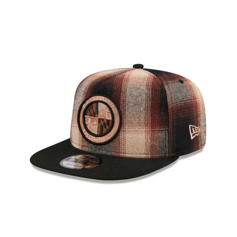 Baltimore Orioles Grunge Plaid 9FIFTY A-Frame Adjustable Hat sold by New Era