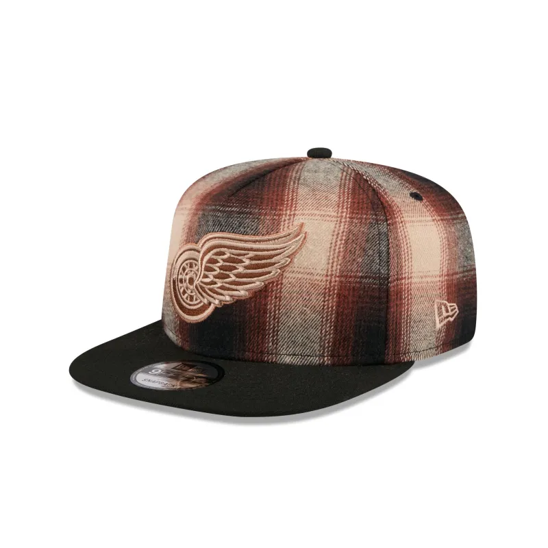 Detroit Red Wings Grunge Plaid 9FIFTY A-Frame Adjustable Hat made by New Era