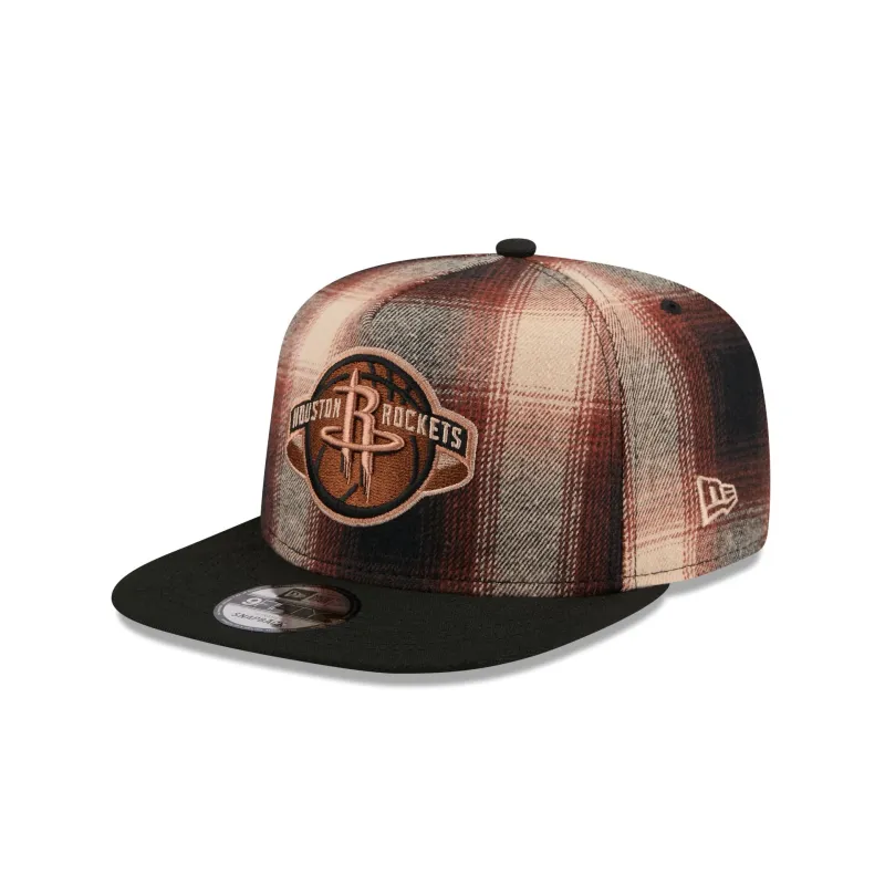 Houston Rockets Grunge Plaid 9FIFTY A-Frame Adjustable Hat sold by New Era