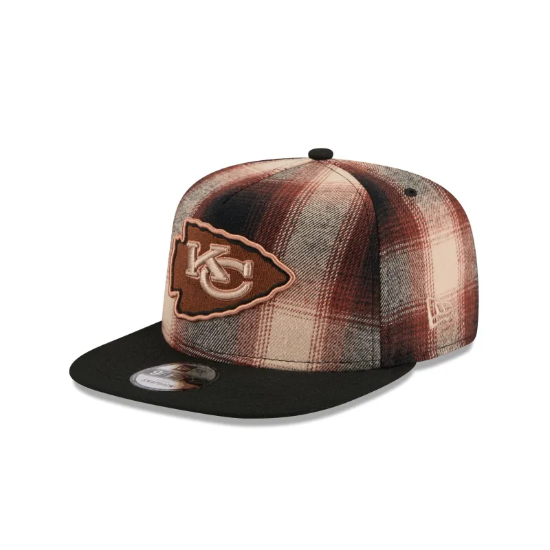 Kansas City Chiefs Grunge Plaid 9FIFTY A-Frame Adjustable Hat sold by New Era