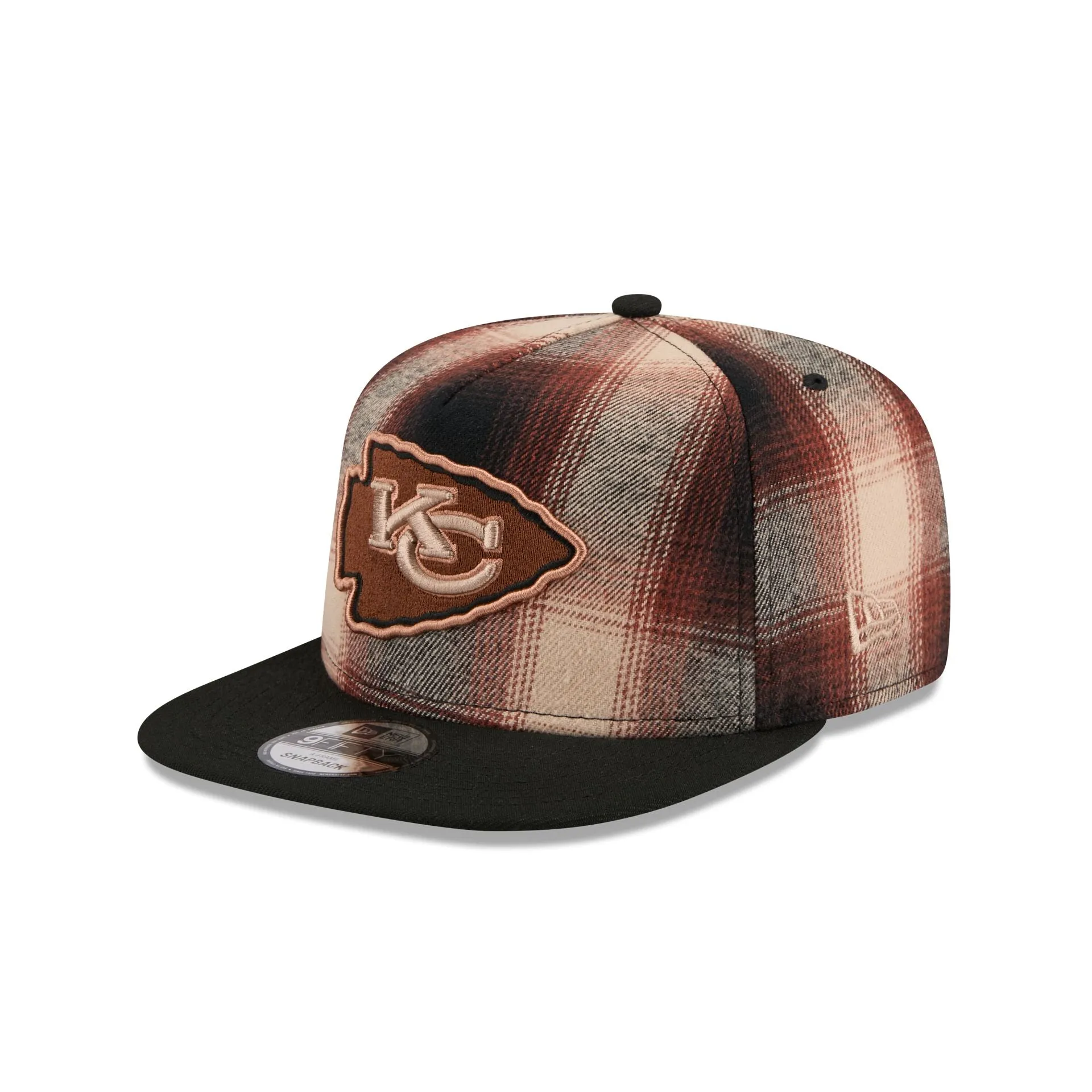 Kansas City Chiefs Grunge Plaid 9FIFTY A-Frame Adjustable Hat sold by New Era