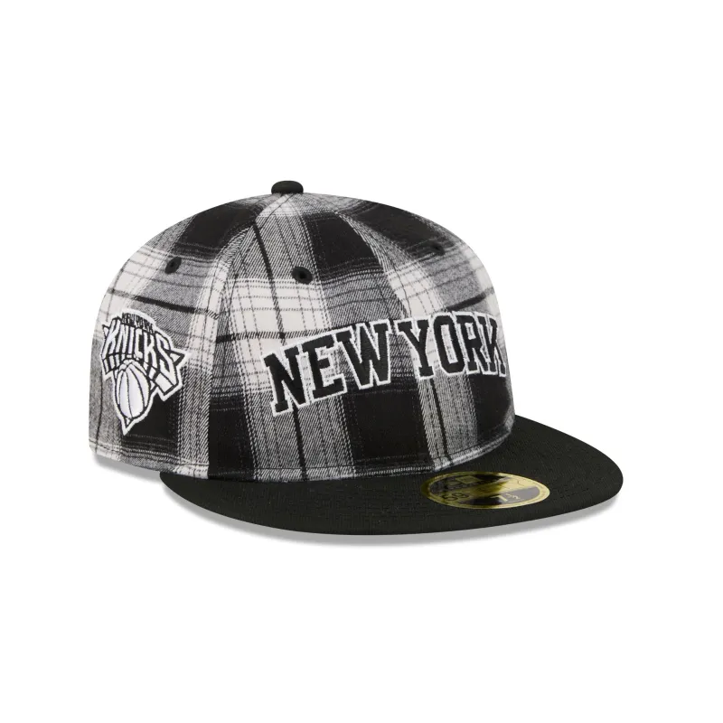 New York Knicks Grunge Plaid Retro Crown 59FIFTY Fitted Hat sold by New Era