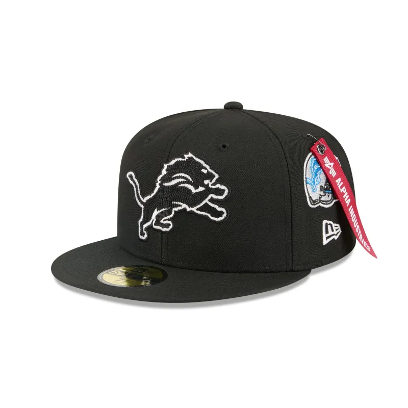Alpha Industries x Detroit Lions Black 59FIFTY Fitted Hat sold by New Era