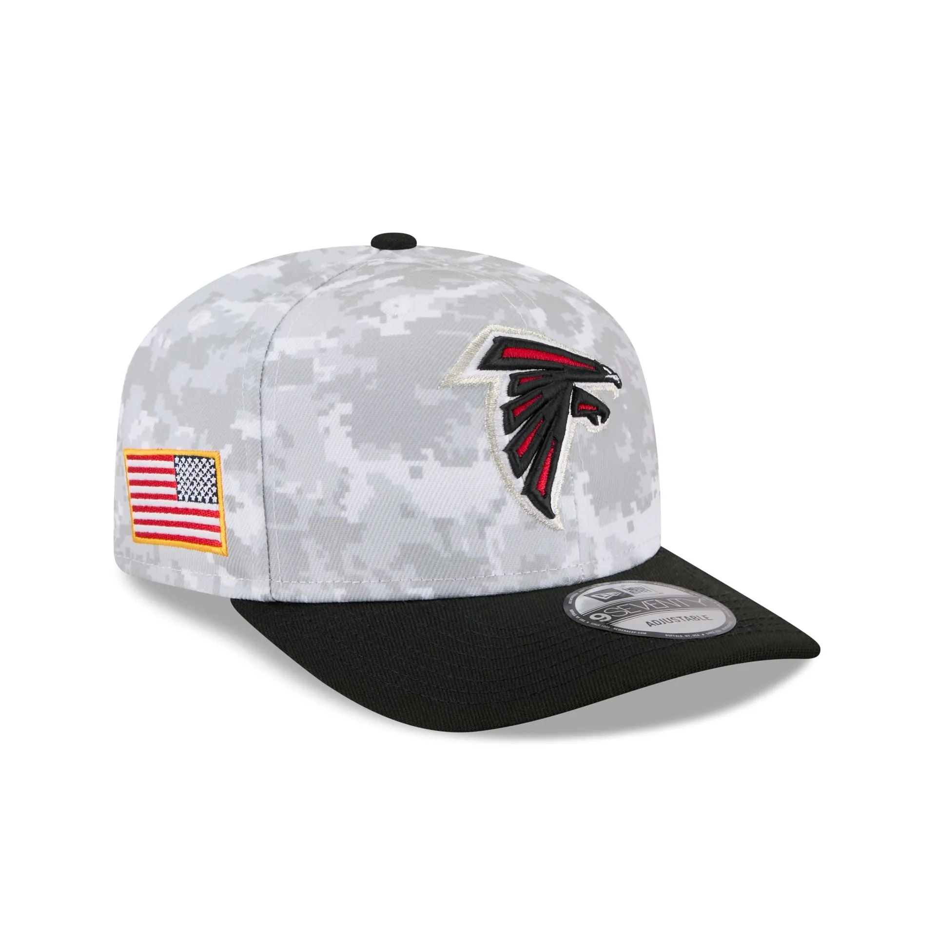 Atlanta Falcons 2025 Salute to Service Fan Gear 9SEVENTY Stretch-Snap Hat sold by New Era