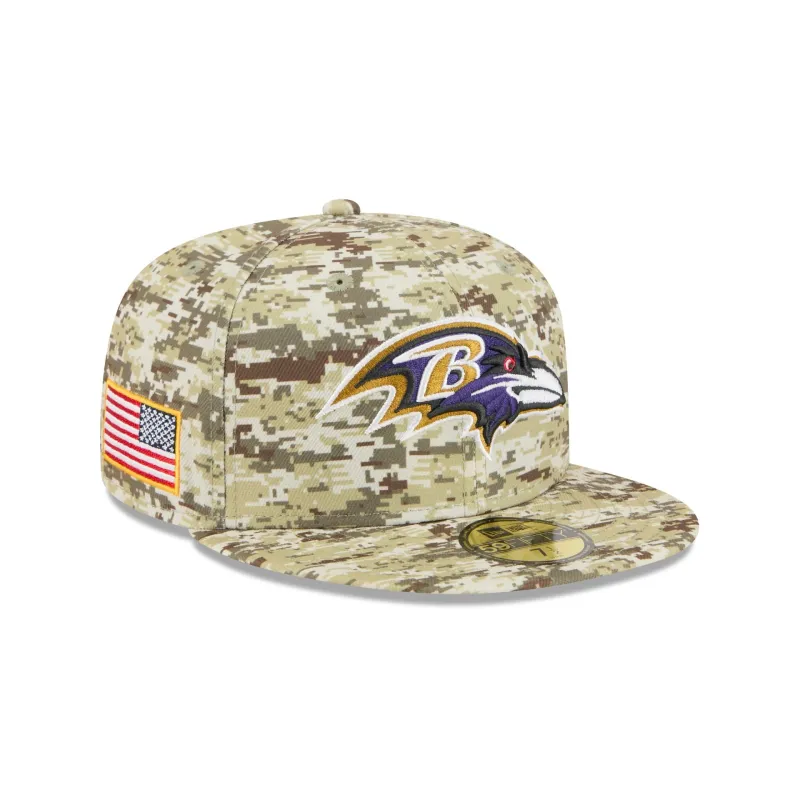 Baltimore Ravens 2025 Salute to Service Fan Gear 59FIFTY Fitted Hat sold by New Era