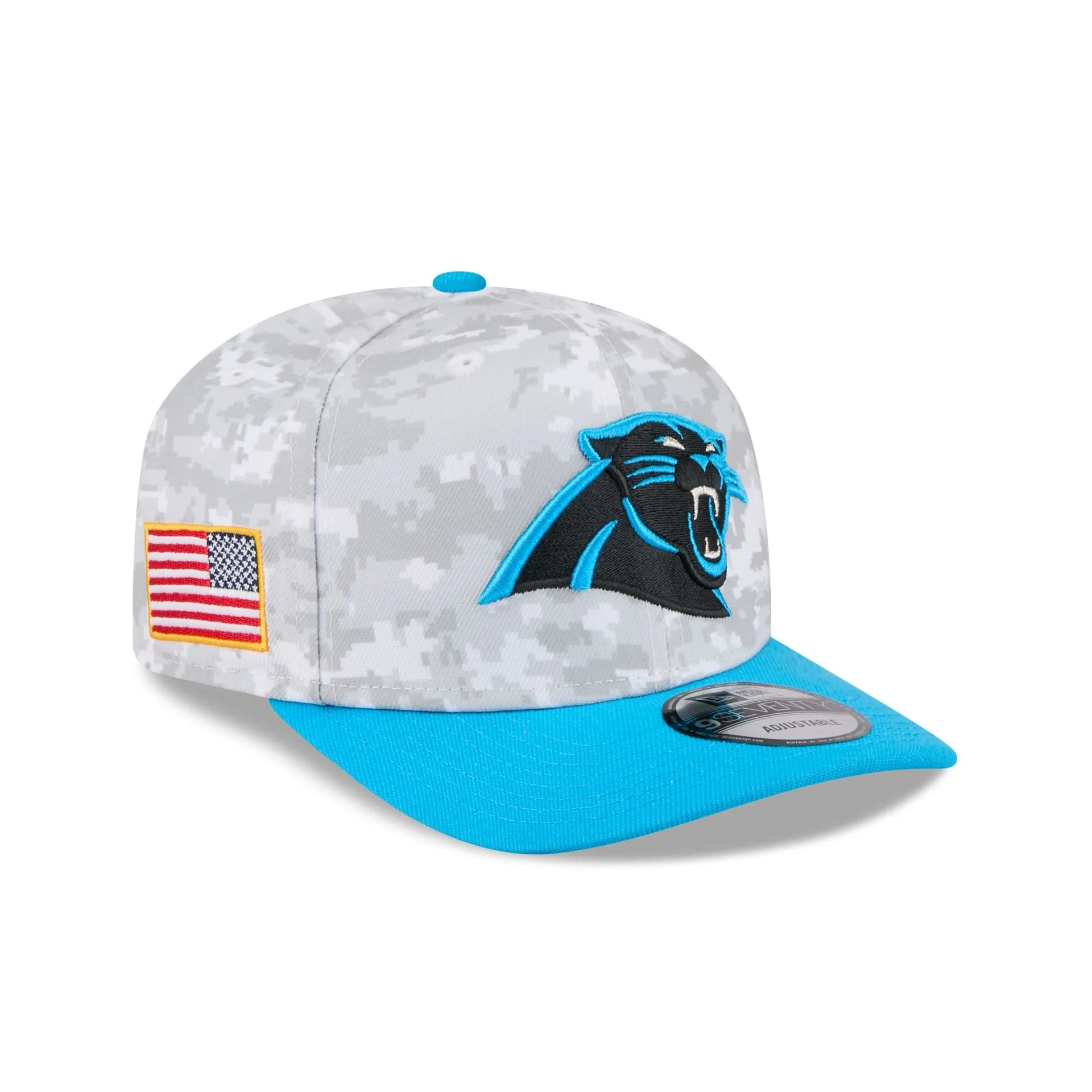 Carolina Panthers 2025 Salute to Service Fan Gear 9SEVENTY Stretch-Snap Hat sold by New Era
