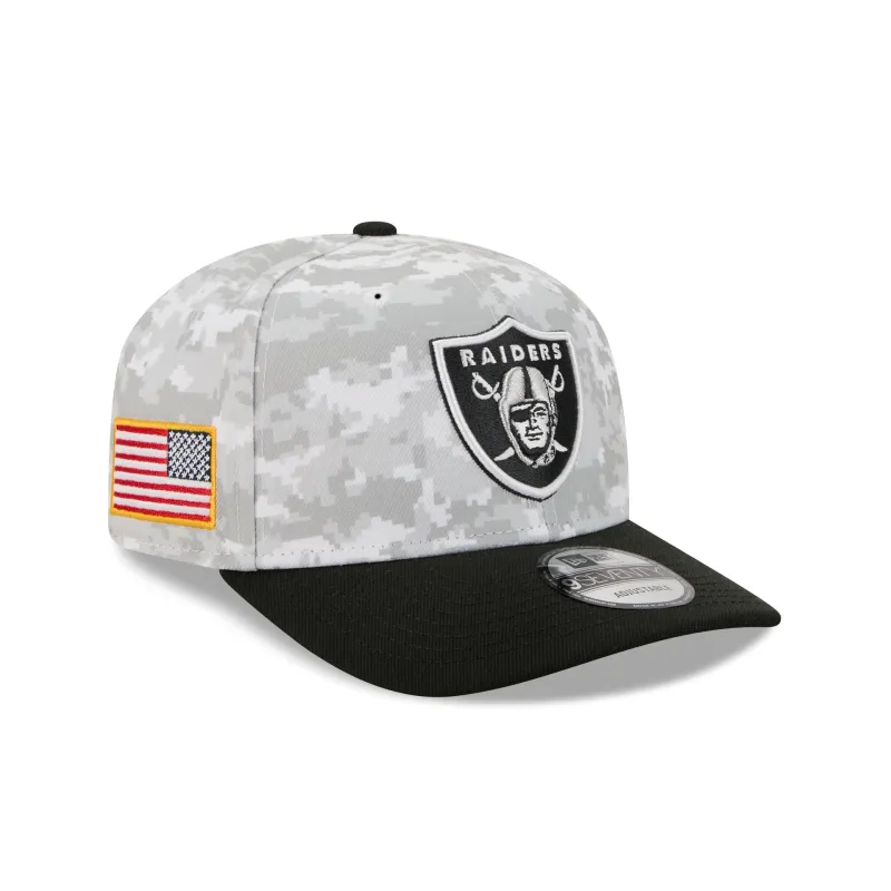 Las Vegas Raiders 2025 Salute to Service Fan Gear 9SEVENTY Stretch-Snap Hat sold by New Era