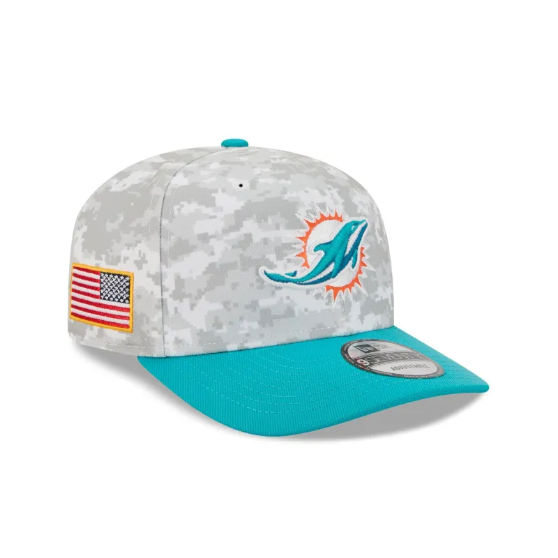 Miami Dolphins 2025 Salute to Service Fan Gear 9SEVENTY Stretch-Snap Hat sold by New Era