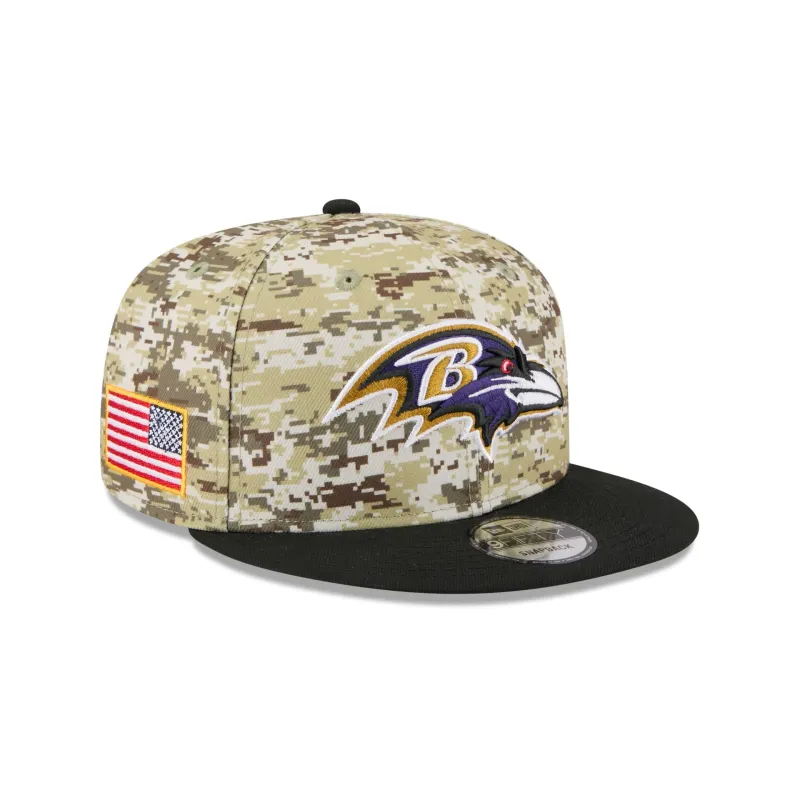 Baltimore Ravens 2025 Salute to Service Fan Gear 9FIFTY Snapback Hat sold by New Era