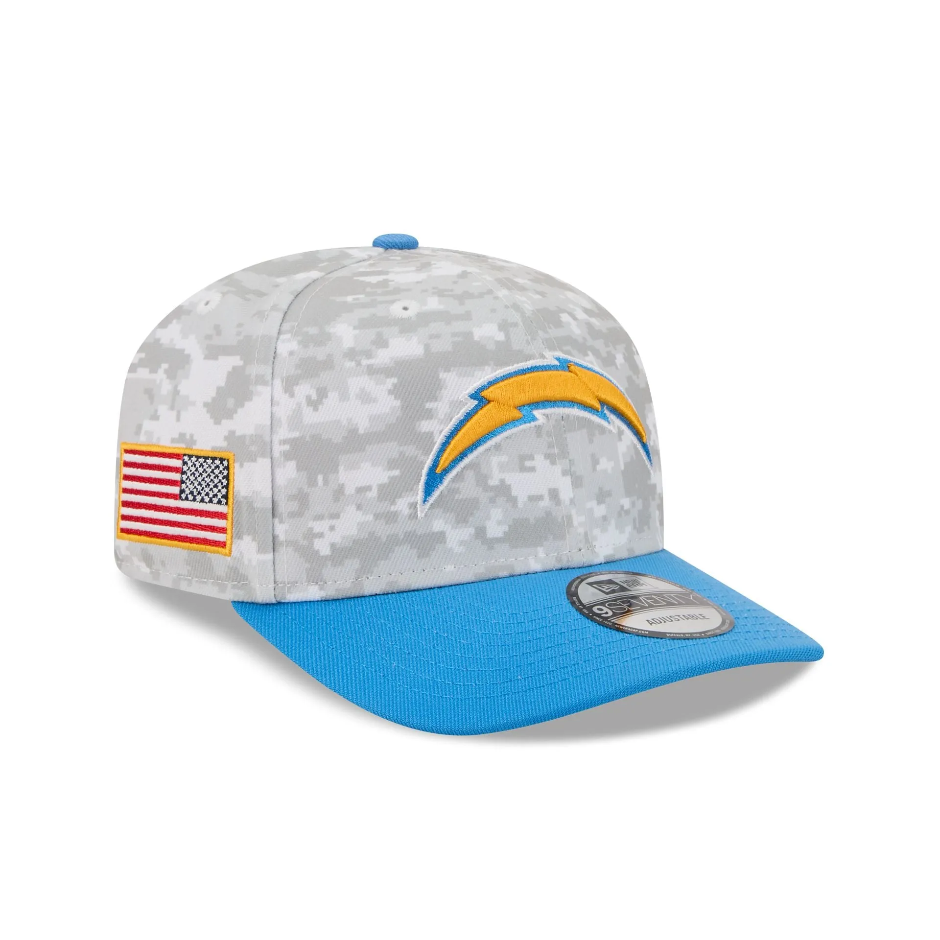 Los Angeles Chargers 2025 Salute to Service Fan Gear 9SEVENTY Stretch-Snap Hat sold by New Era