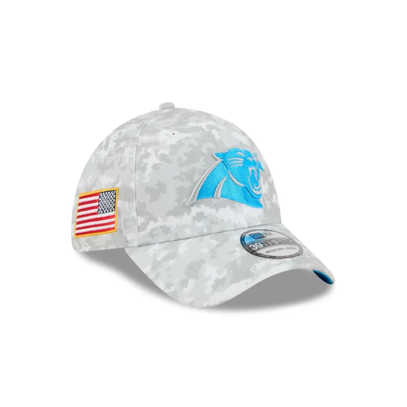 Carolina Panthers 2025 Salute to Service Fan Gear 39THIRTY Stretch Fit Hat sold by New Era