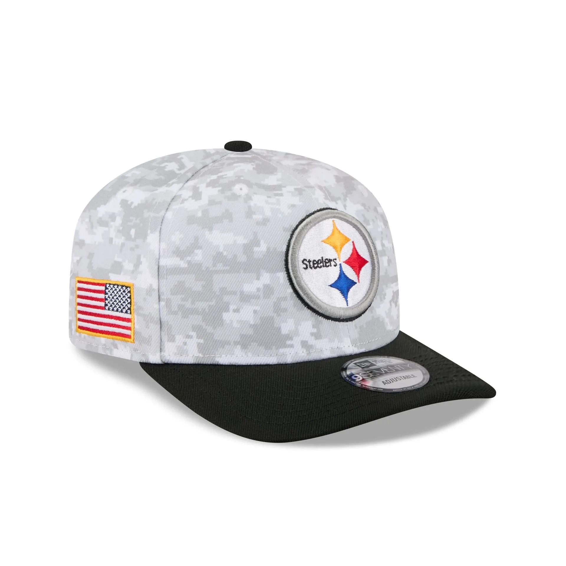 Pittsburgh Steelers 2025 Salute to Service Fan Gear 9SEVENTY Stretch-Snap Hat sold by New Era