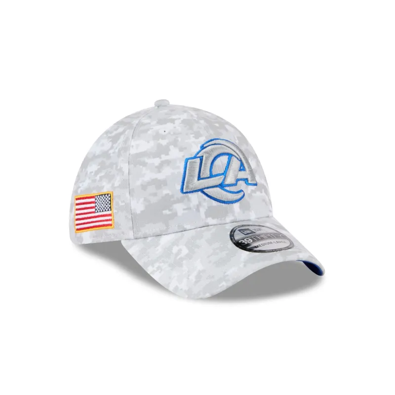 Los Angeles Rams 2025 Salute to Service Fan Gear 39THIRTY Stretch Fit Hat sold by New Era