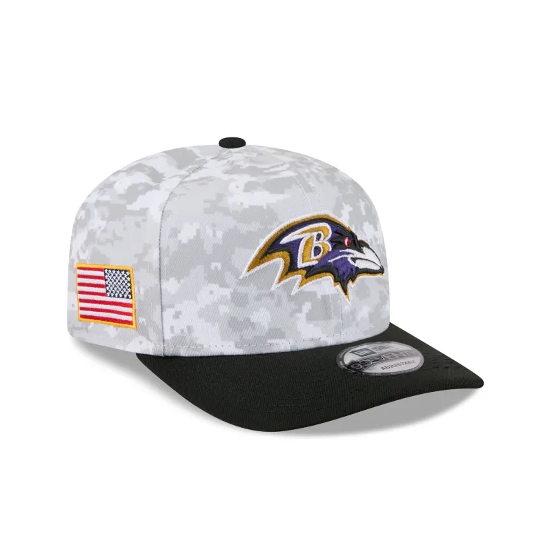 Baltimore Ravens 2025 Salute to Service Fan Gear 9SEVENTY Stretch-Snap Hat sold by New Era