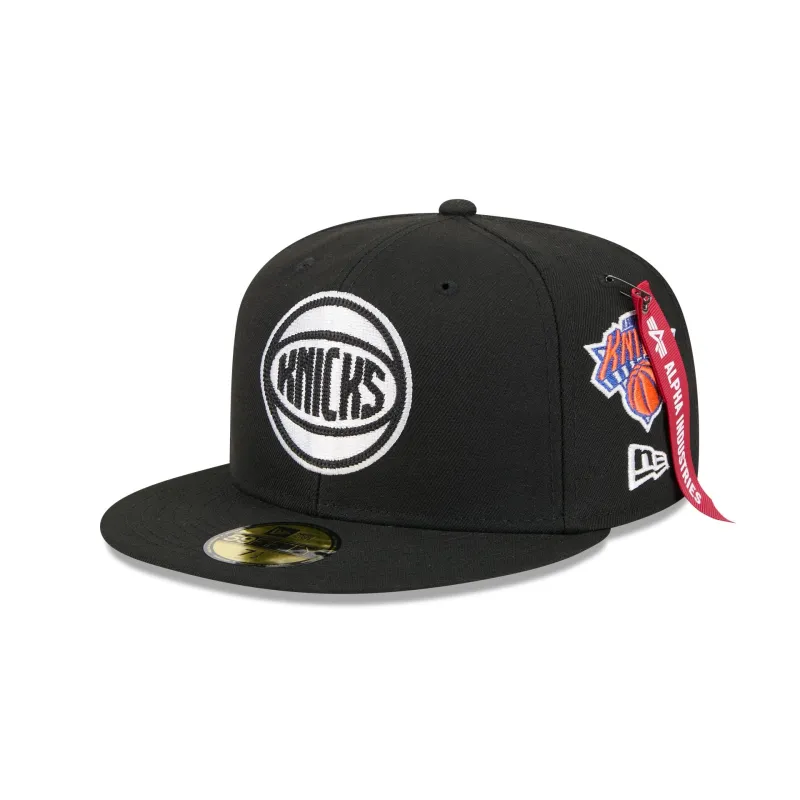 Alpha Industries x New York Knicks Black 59FIFTY Fitted Hat sold by New Era