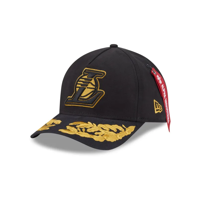 Alpha Industries x Los Angeles Lakers Black 9FORTY M-Crown A-Frame Snapback Hat sold by New Era