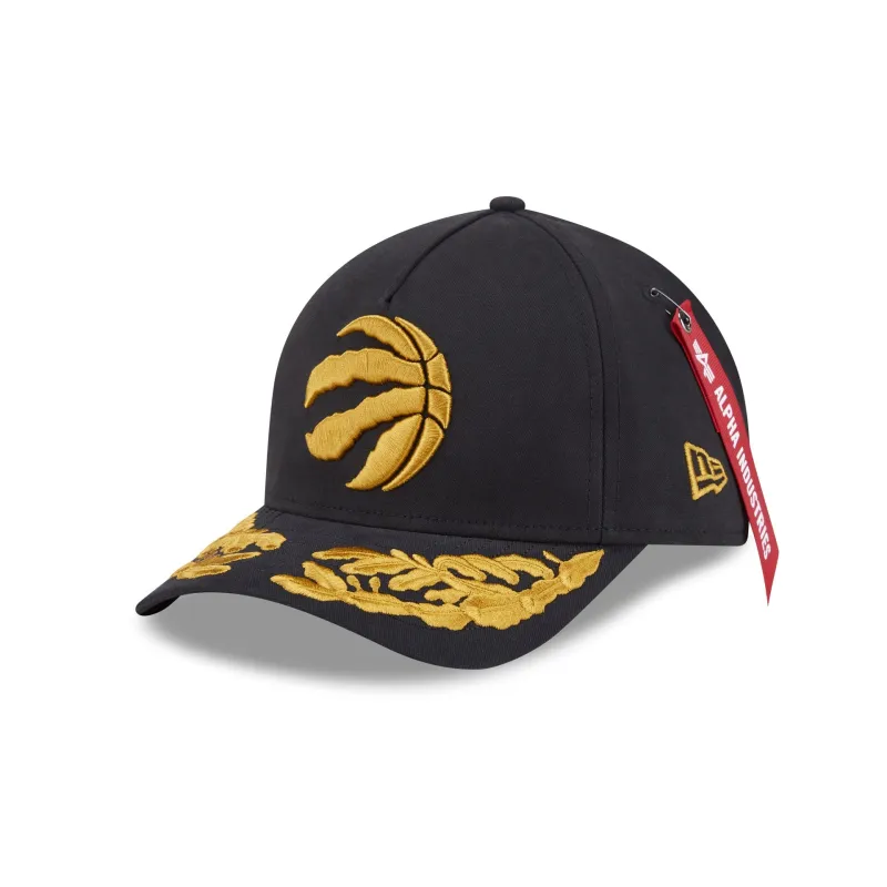 Alpha Industries x Toronto Raptors Black 9FORTY M-Crown A-Frame Snapback Hat sold by New Era