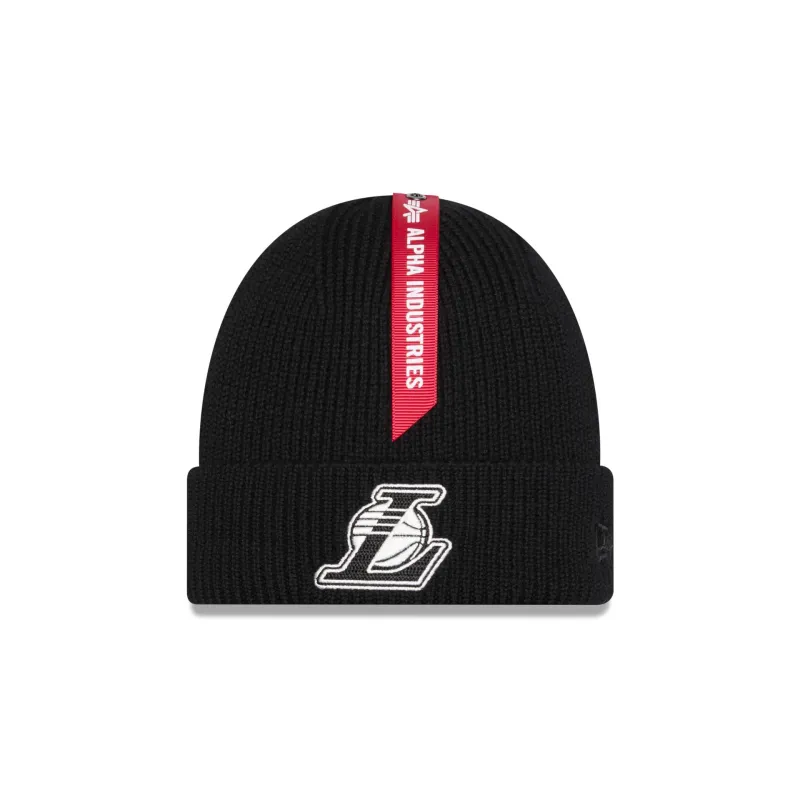 Alpha Industries x Los Angeles Lakers Black Cuff Knit Hat sold by New Era