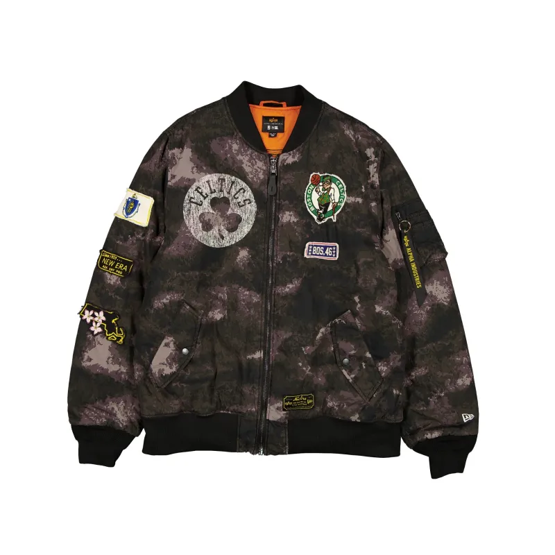 Alpha Industries x Boston Celtics Black Camo MA-1 Bomber Jacket sold by New Era