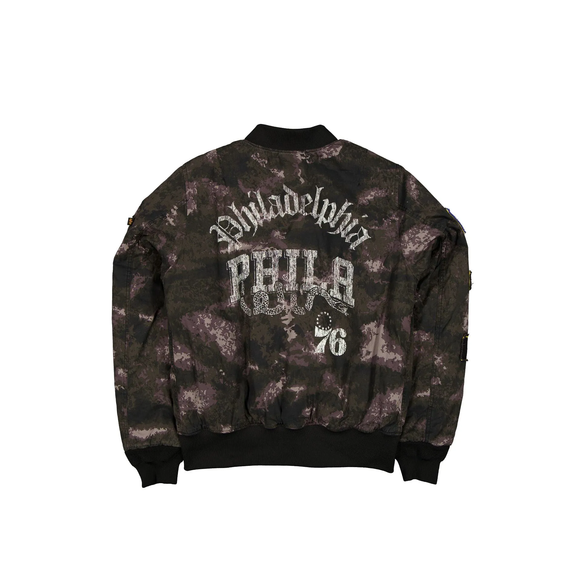 Alpha Industries x Philadelphia 76ers Black Camo MA-1 Bomber Jacket sold by New Era product image thumbnail 4
