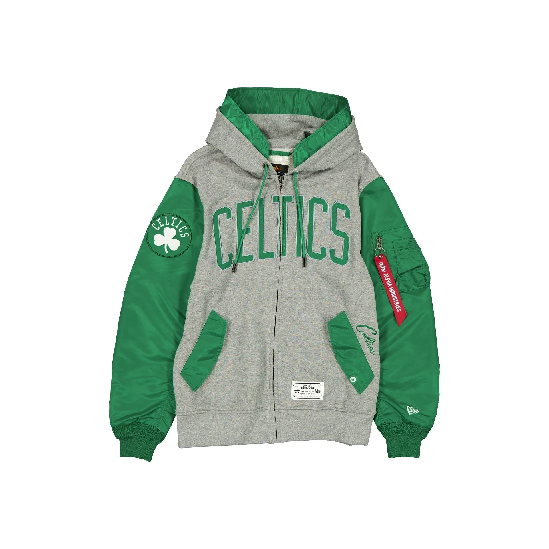 Alpha Industries x Boston Celtics Gray MA-1 Full Zip Fleece Jacket sold by New Era