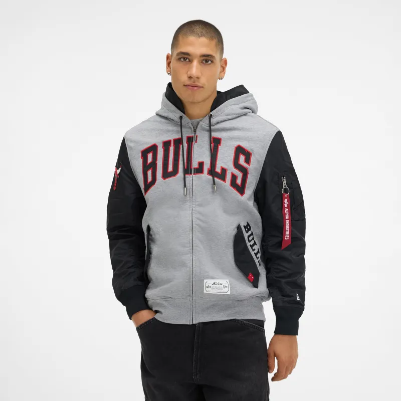 Alpha Industries x Chicago Bulls Gray MA-1 Full Zip Fleece Jacket sold by New Era