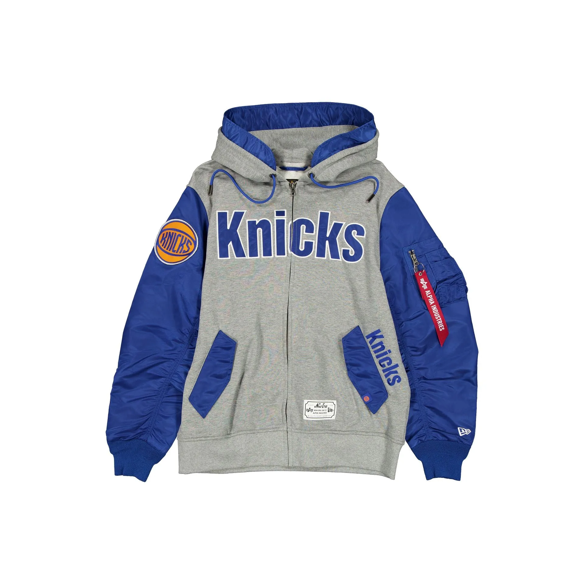 Alpha Industries x New York Knicks Gray MA-1 Full Zip Fleece Jacket sold by New Era