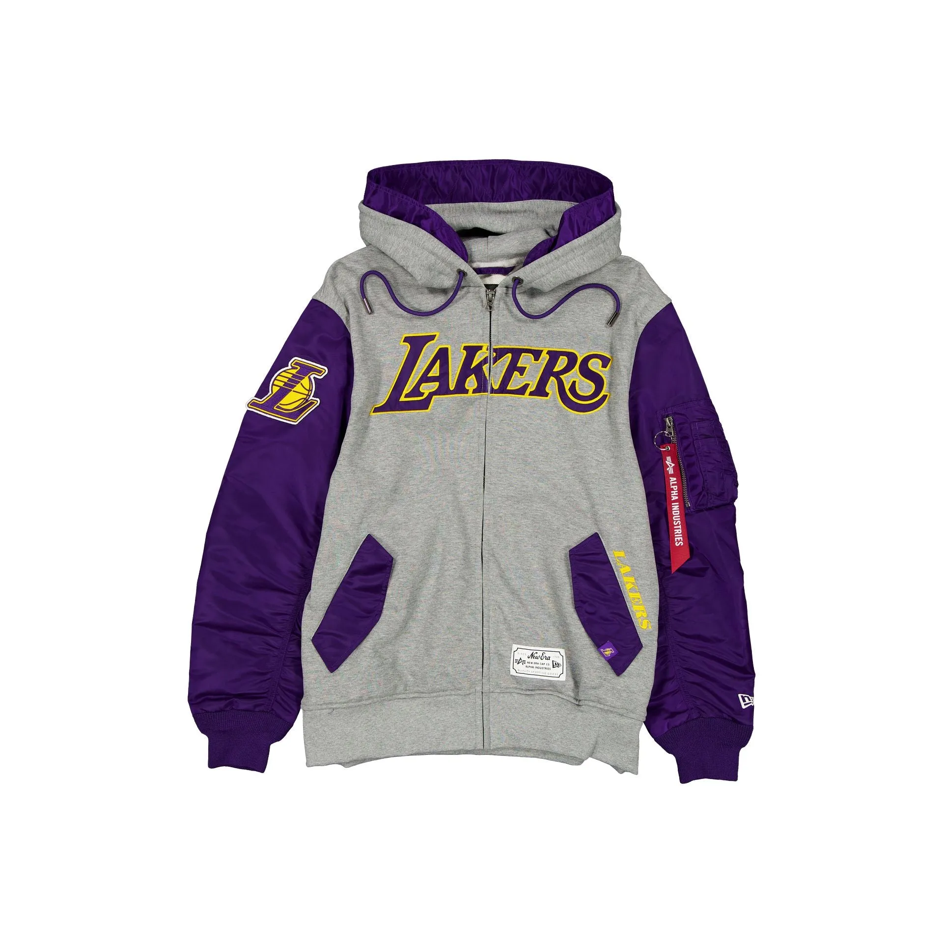 Alpha Industries x Los Angeles Lakers Gray MA-1 Full Zip Fleece Jacket sold by New Era