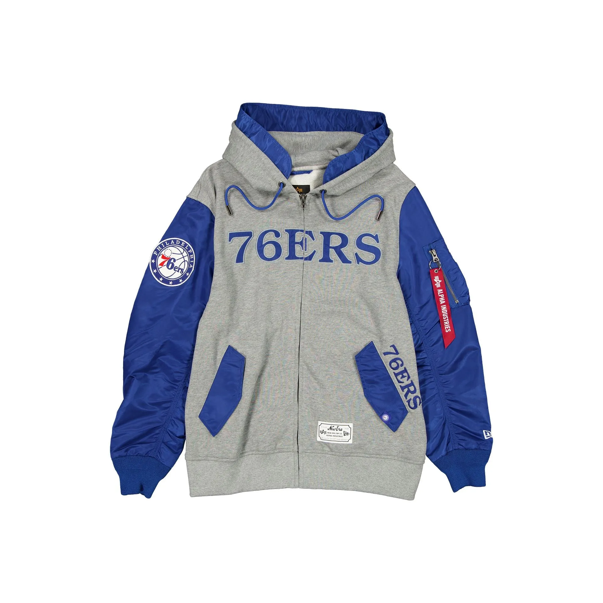 Alpha Industries x Philadelphia 76ers Gray MA-1 Full Zip Fleece Jacket sold by New Era