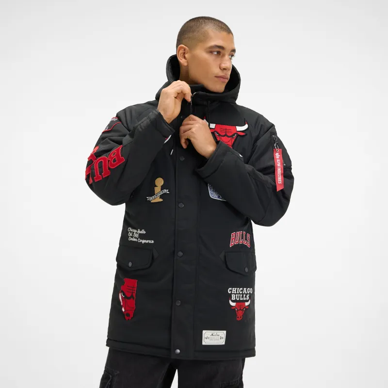 Alpha Industries x Chicago Bulls Black N-3B Parka Jacket sold by New Era
