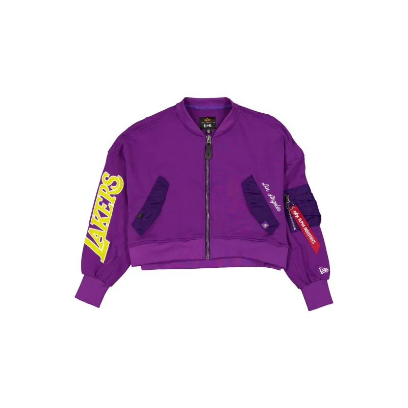 Alpha Industries x Los Angeles Lakers Purple Women's Full Zip Cropped Fleece Jacket sold by New Era