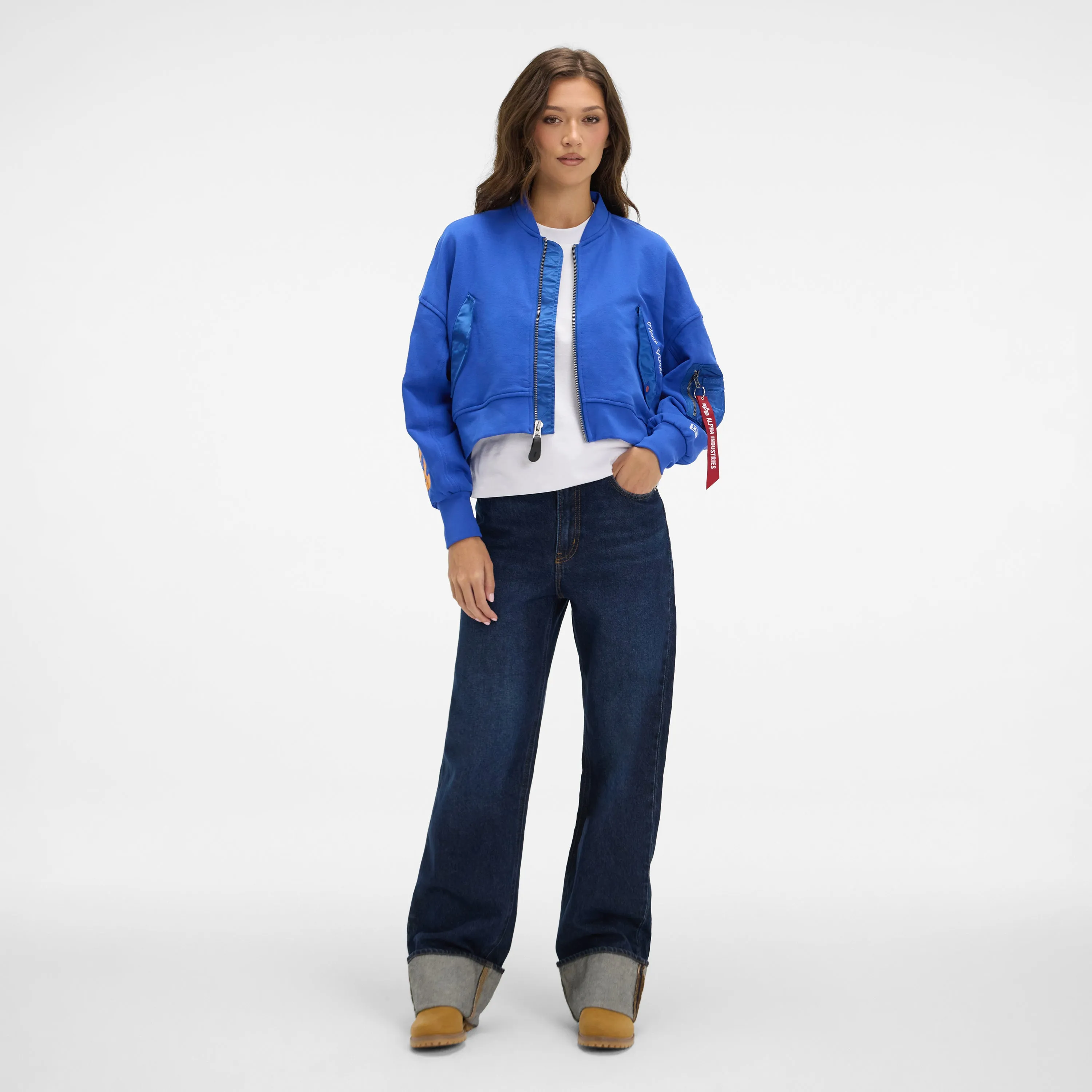 Alpha Industries x New York Knicks Blue Women's Full Zip Cropped Fleece Jacket sold by New Era product image thumbnail 4
