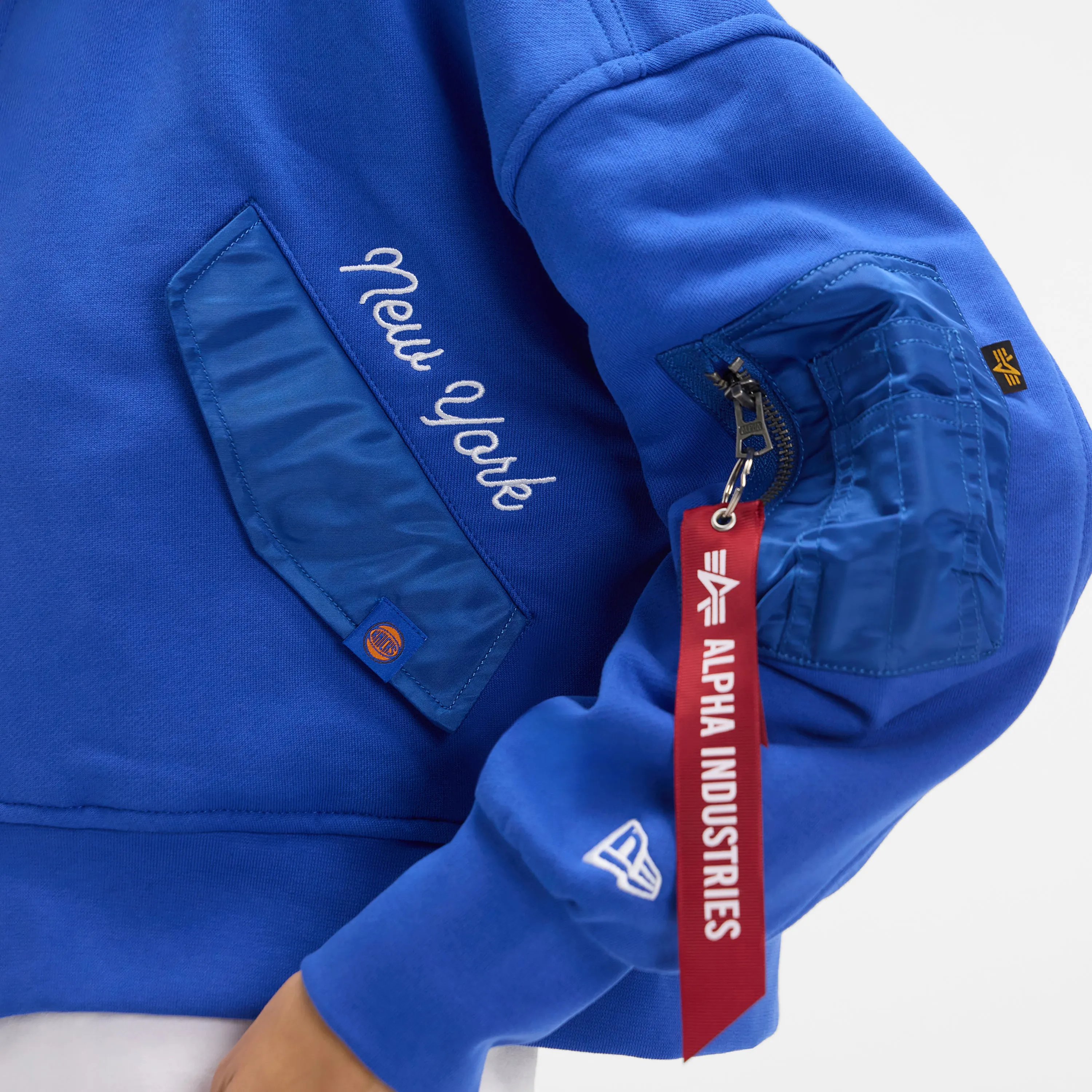 Alpha Industries x New York Knicks Blue Women's Full Zip Cropped Fleece Jacket sold by New Era product image thumbnail 5