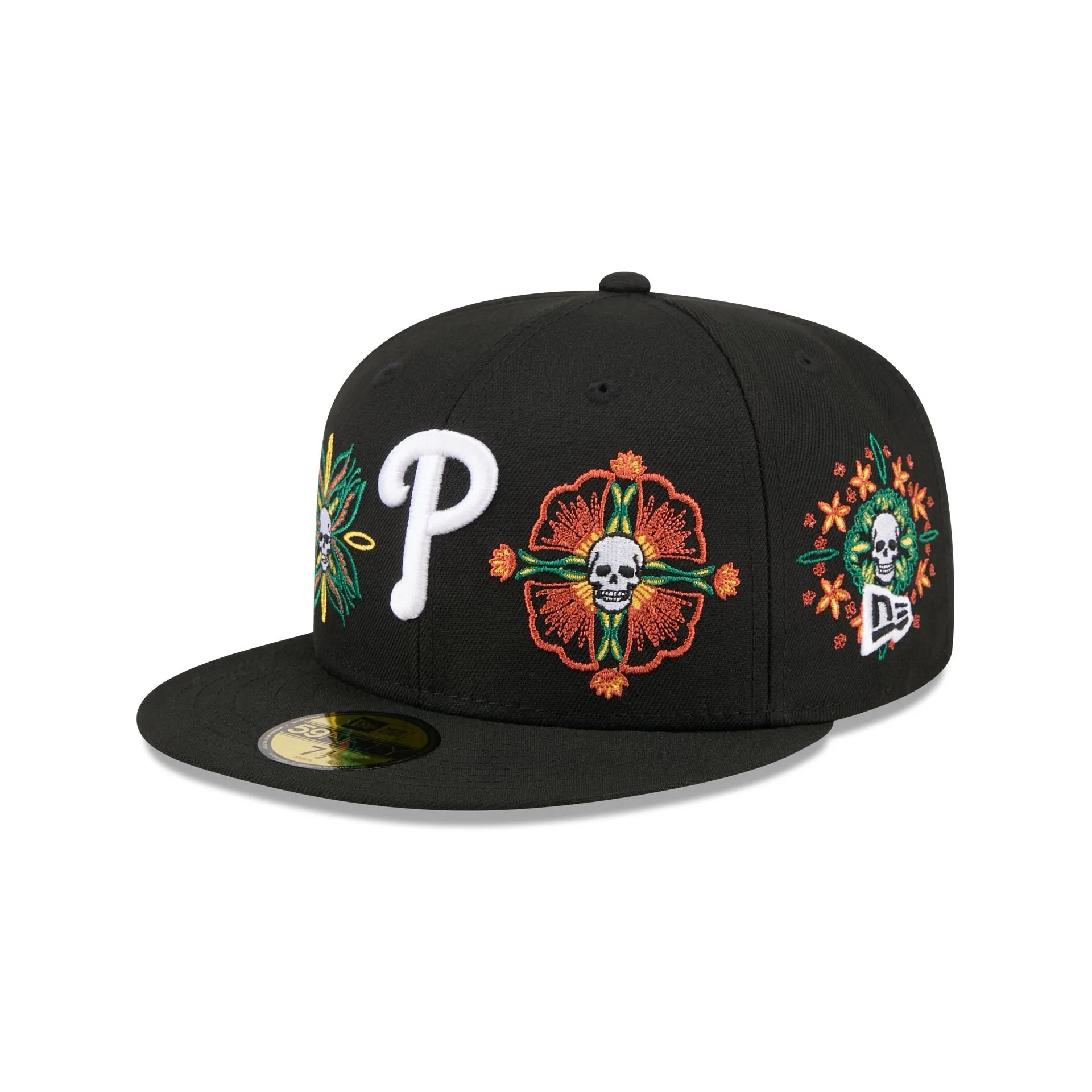 Philadelphia Phillies Day of the Dead Skull & Flowers 59FIFTY Fitted Hat sold by New Era product image thumbnail 3
