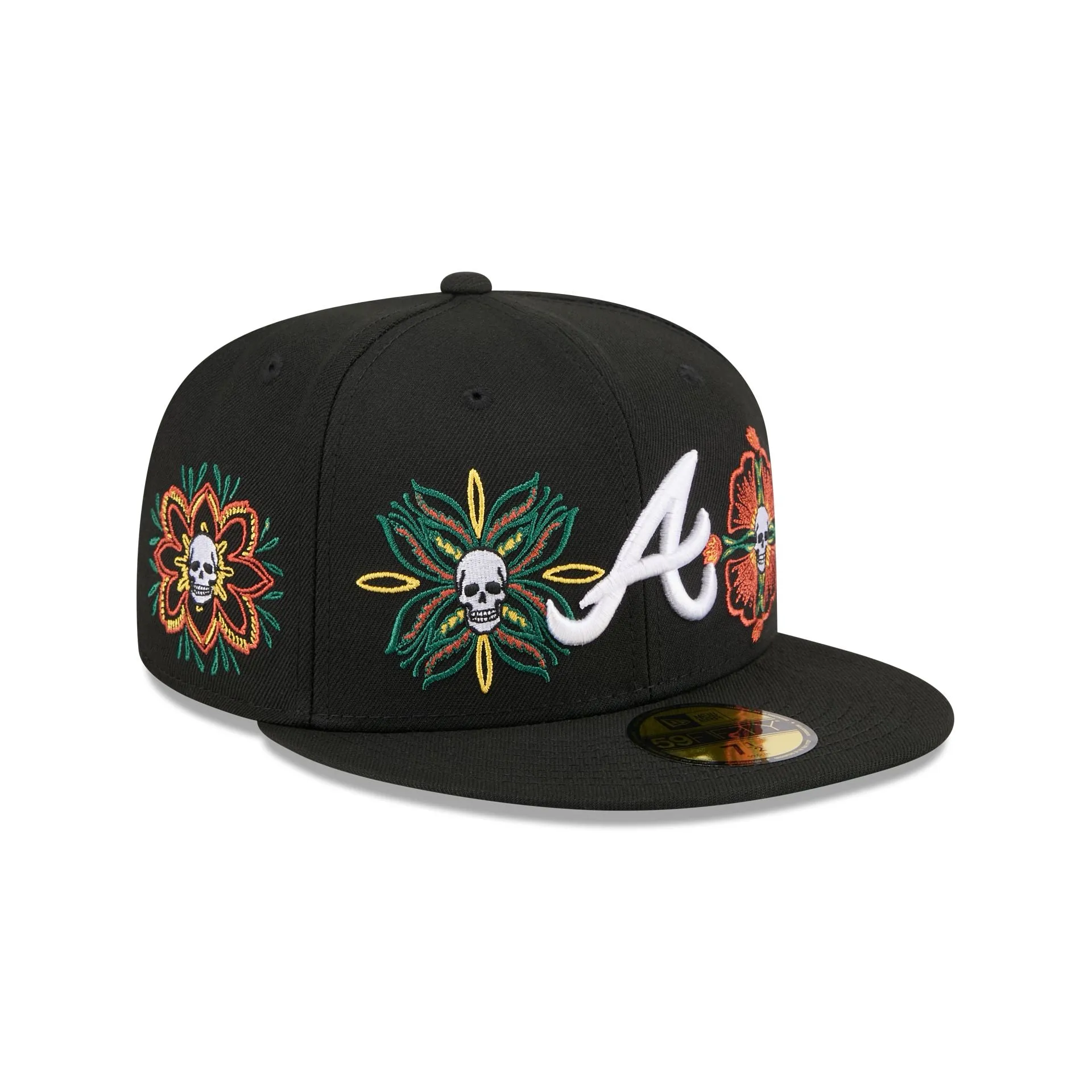 Atlanta Braves Day of the Dead Skull & Flowers 59FIFTY Fitted Hat sold by New Era