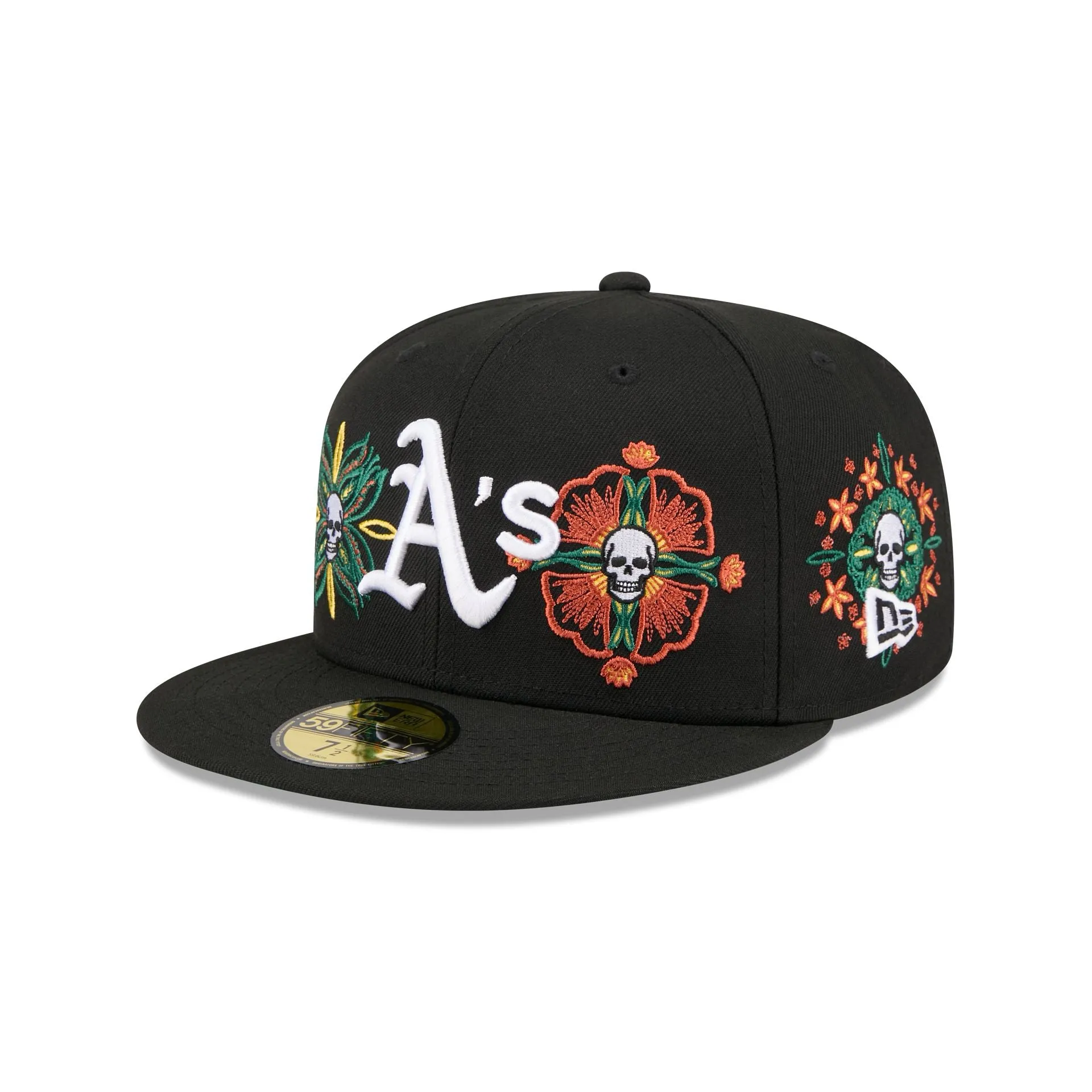 Athletics Day of the Dead Skull & Flowers 59FIFTY Fitted Hat sold by New Era product image thumbnail 3