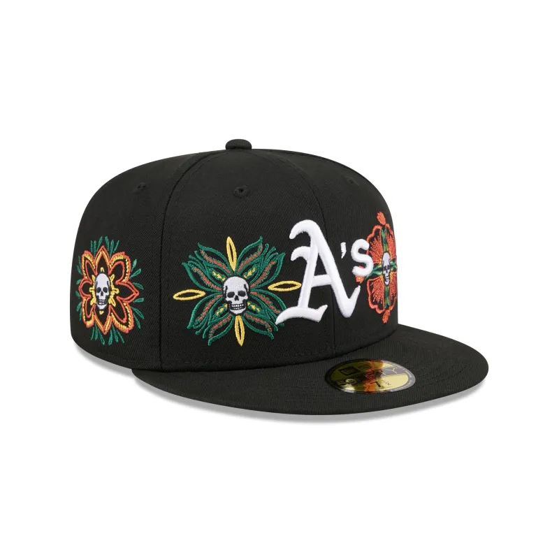 Athletics Day of the Dead Skull & Flowers 59FIFTY Fitted Hat sold by New Era